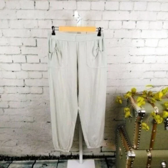 Hello Nite Knit Cropped Gathered Pocket Joggers In Agave Green Size Small - Picture 5 of 5